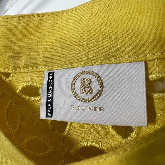 Bogner Women’s Size 12 Eyelet Yellow Button Front Jacket Three Quarter Sleeve - Picture 3 of 11